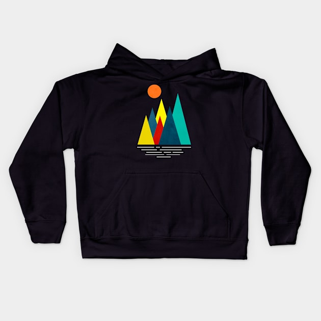 Linear and Colorful Mountains, Minimalist Abstract Nature Art  I Kids Hoodie by Insightly Designs